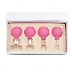 Glass cupping set with rubber bulb